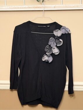 Michael Simon Black Knit Top with Script Label